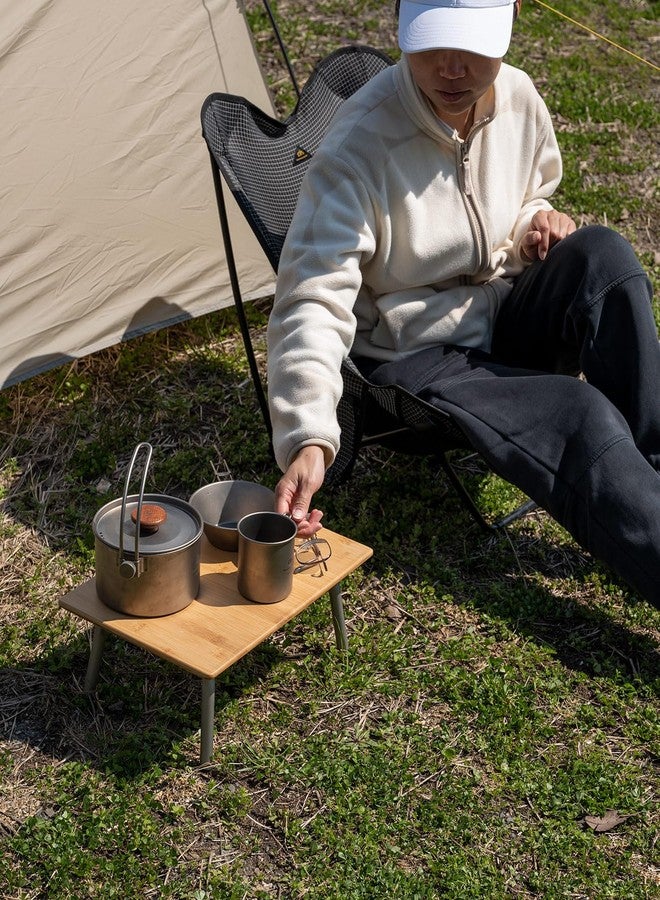 iClimb Light Small Folding Bamboo Table for Beach Camping Picnic Tray Table - Image 2