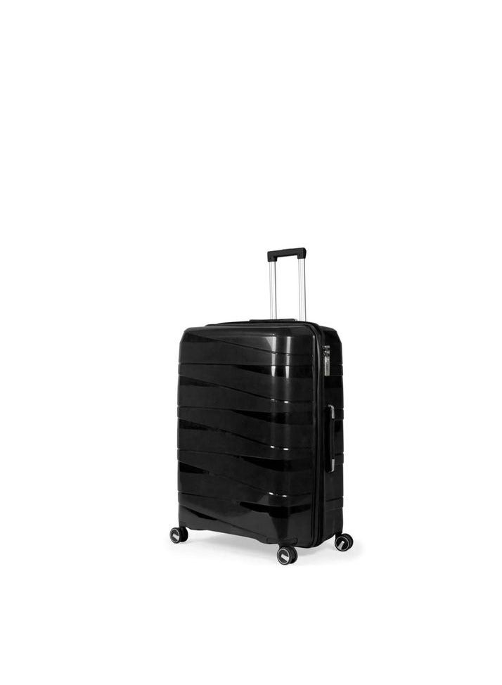 Silicone Polycarbonate Luggage Trolley Suitcase Set, 8 Spinner Wheels with TSA Lock, 2 Pieces (20"/14") Black  - Image 2