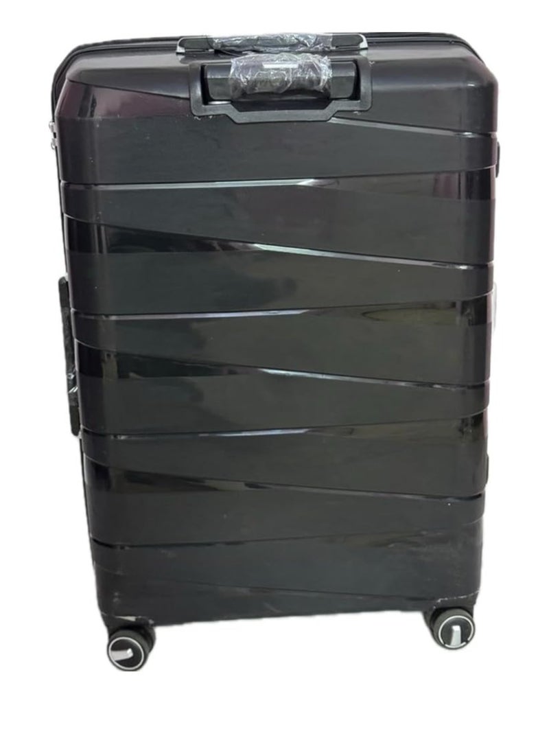 Silicone Polycarbonate Luggage Trolley Suitcase Set, 8 Spinner Wheels with TSA Lock, 2 Pieces (20"/14") Black  - Image 3