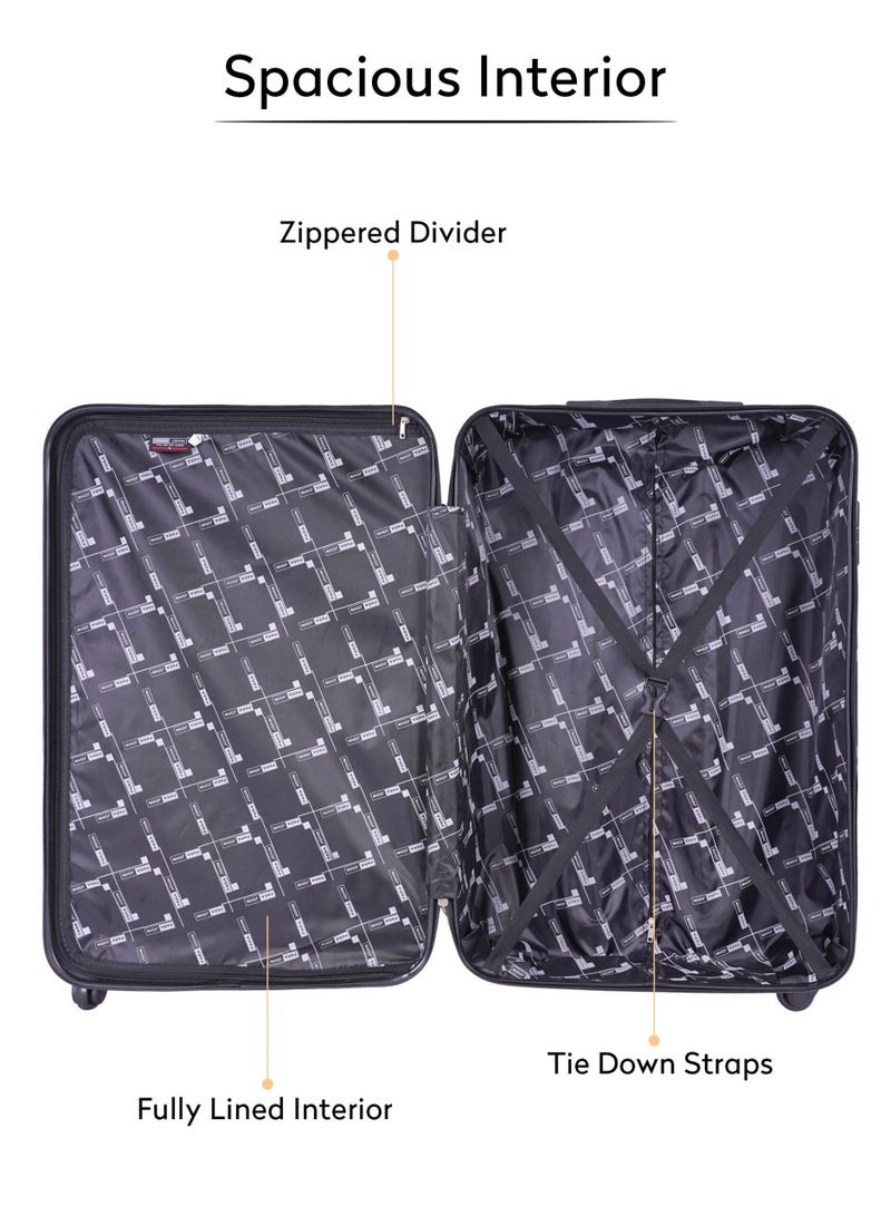 Silicone Polycarbonate Luggage Trolley Suitcase Set, 8 Spinner Wheels with TSA Lock, 2 Pieces (20"/14") Black  - Image 4