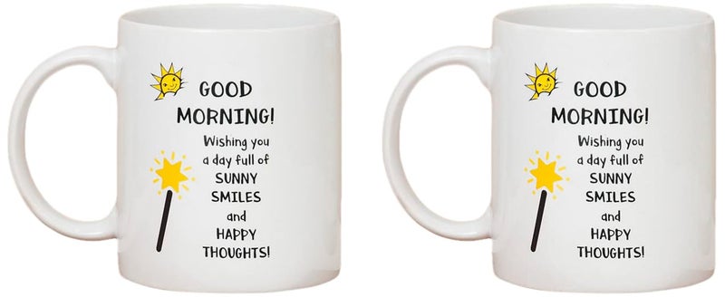 Clay Craft CC MM1 Swiss REZ1 Microwave Safe Coffee Mug with Good Morning Quote Pack of 2 - Image 1