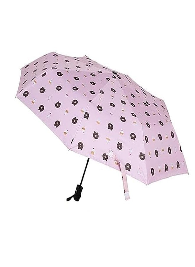 Sakar Bear Cartoon Print Compact Folding Umbrella | 3-Fold Auto Open & Close Travel for Women, Girls Kids UV Black Coated Heavy Duty Windproof Sunshade - Image 1