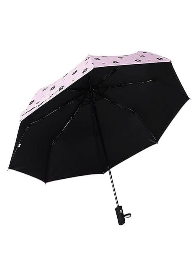 Sakar Bear Cartoon Print Compact Folding Umbrella | 3-Fold Auto Open & Close Travel for Women, Girls Kids UV Black Coated Heavy Duty Windproof Sunshade - Image 2