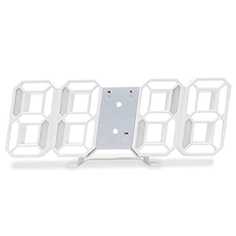 ساعة حائط رقمية LED ثلاثية الأبعاد مع وقت بالأرقام الأبيض، مع سطوع تلقائي قابل للتعديل، بصيغتي 12 و24 ساعة، عرض التاريخ ودرجة الحرارة، مع مصباح ليلي كهربائي ومنبه، ديكور حديث للمنزل - Image 1