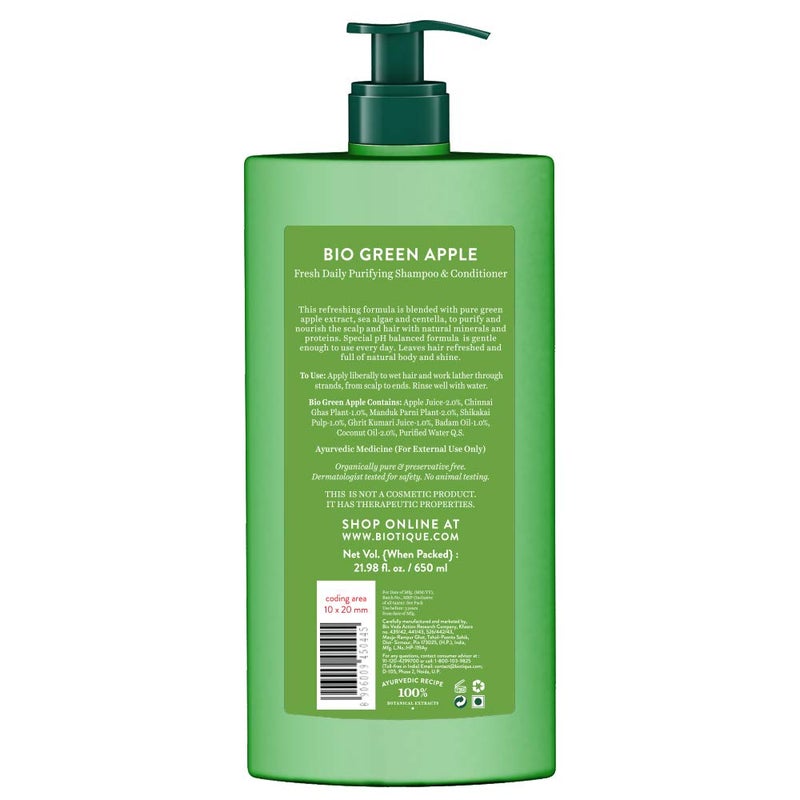 Biotique Green Apple Shine  Gloss Shampoo  Conditioner Promotes Healthy Shiny and Glossy Hair  Nourishes Scalp  Makes Hair Soft  Smooth 100 Botanical Extracts All Skin Types  650ml - Image 2
