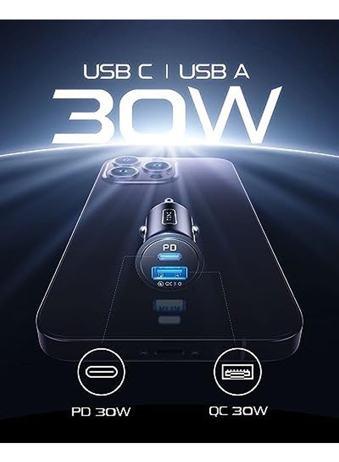 INIU 60W USB Car Charger | 30W USB-C + 30W USB-A Fast Charging Adapter, PD 3.0 & QC 4.0, Metal Car Charger - Image 2