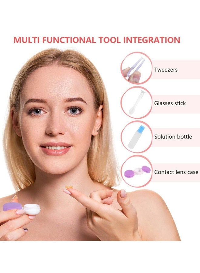 علبة عدسات لاصقة محمولة ونظيفة مكونة من قطعتين، مع مرآة، مثالية للسفر والرحلات اليومية مثل العمل - Image 3