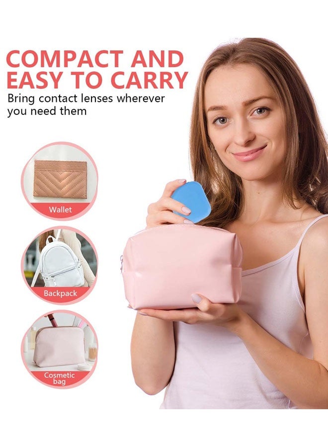 علبة عدسات لاصقة محمولة ونظيفة مكونة من قطعتين، مع مرآة، مثالية للسفر والرحلات اليومية مثل العمل - Image 4