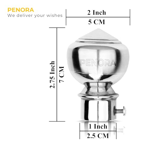 Penora Stainless Steel Curtain Brackets with Support 1 Inch Rod Pocket Finials Rod Support Fittings Curtain Rod Holder Set for Window and Door (5 Pair Silver) - Image 2