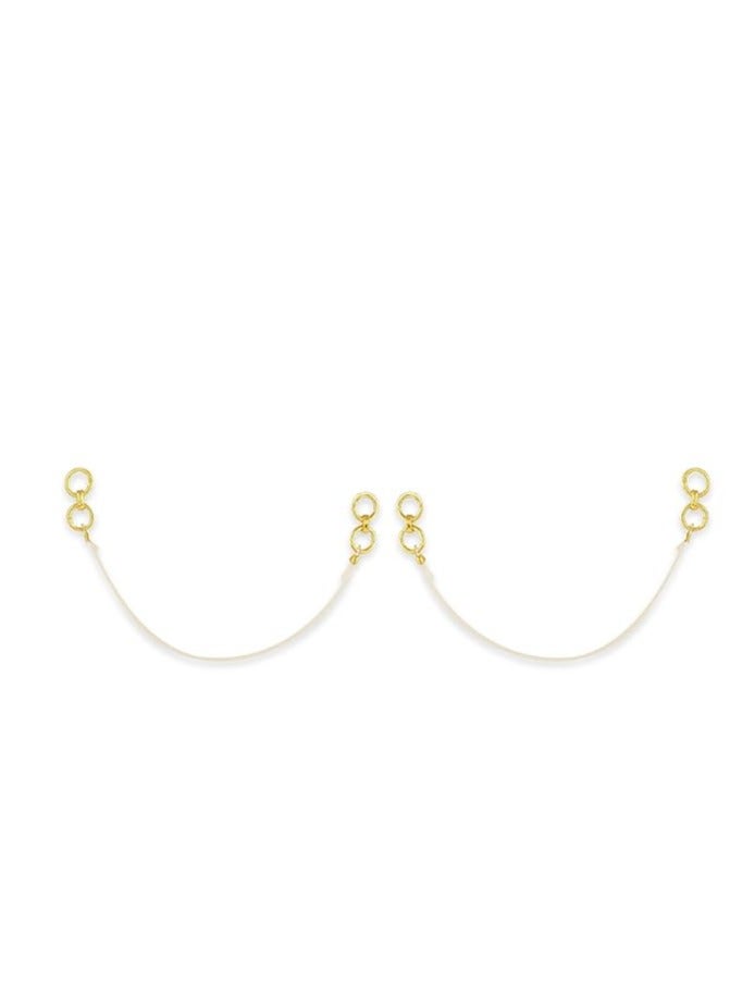 Accessher Gold Plated Invisible Transparent Flexible Stretchable and Adjustable Lightweighted Elastic Heavy Earrings Support Ear Chains for Women and Girls - Image 2