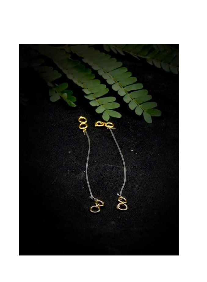 Accessher Gold Plated Invisible Transparent Flexible Stretchable and Adjustable Lightweighted Elastic Heavy Earrings Support Ear Chains for Women and Girls - Image 3