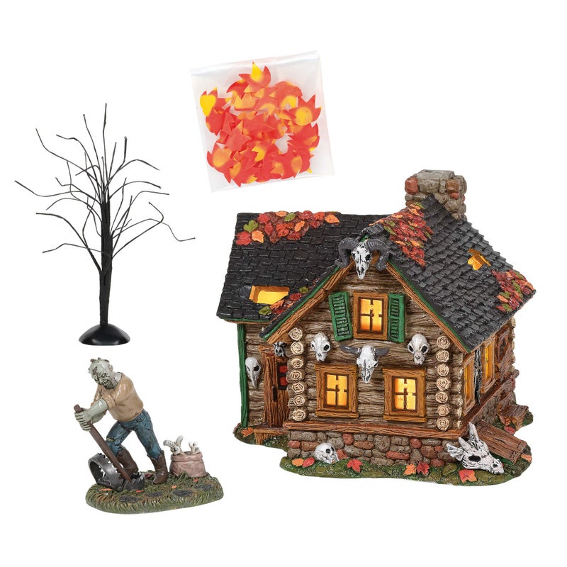 Department 56 Snow Village Halloween Haunted Huntsman House Lit Building and Accessories Boxed Set 587 Inch Multicolor