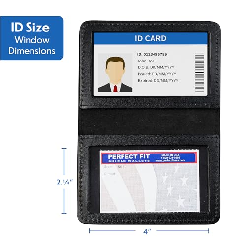 Perfect Fit Shield Wallets 2 ID Leather License Holder Bifold Double ID Credit Card Gun Permit For Larger Cards Wallet Case Black - Image 3