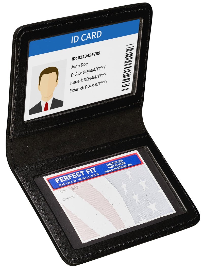 Perfect Fit Shield Wallets 2 ID Leather License Holder Bifold Double ID Credit Card Gun Permit For Larger Cards Wallet Case Black - Image 2