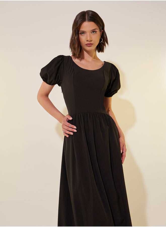 Take Two Black Puff Sleeve Dress  - Image 3