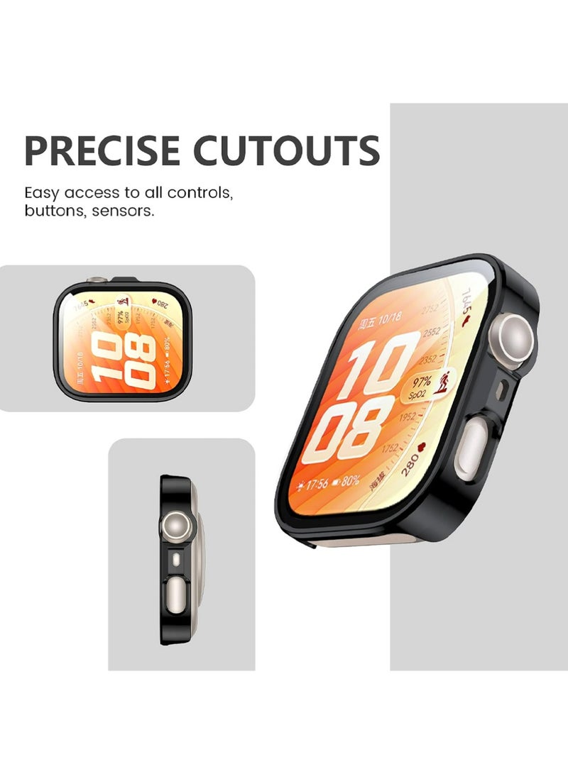 X-level 3 PCS Case for HUAWEI Watch Fit 5 Pro Screen Protector, Hard PC Case with Tempered Glass Screen Protector Bubble-Free Cover Slim HD Ultra-Thin Bumper - Image 2
