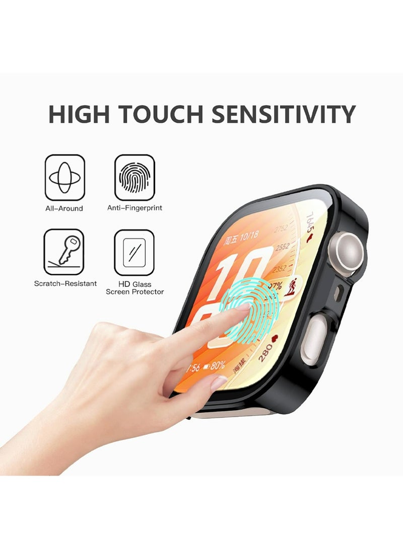X-level 3 PCS Case for HUAWEI Watch Fit 5 Pro Screen Protector, Hard PC Case with Tempered Glass Screen Protector Bubble-Free Cover Slim HD Ultra-Thin Bumper - Image 3