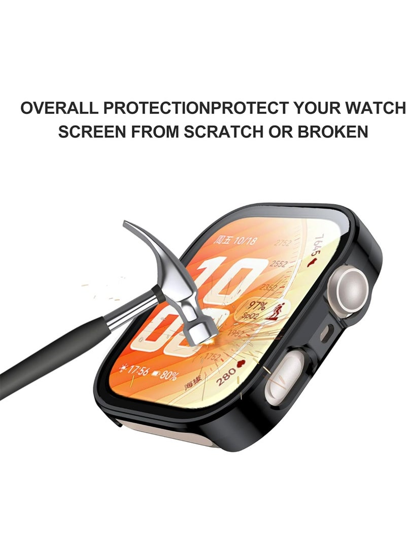 X-level 3 PCS Case for HUAWEI Watch Fit 5 Pro Screen Protector, Hard PC Case with Tempered Glass Screen Protector Bubble-Free Cover Slim HD Ultra-Thin Bumper - Image 4