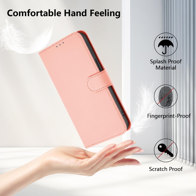 HuHa Case Cover For vivo V50 Lite 5G Skin Feel Solid Color Leather Phone Case with Lanyard(Pink) - Image 5