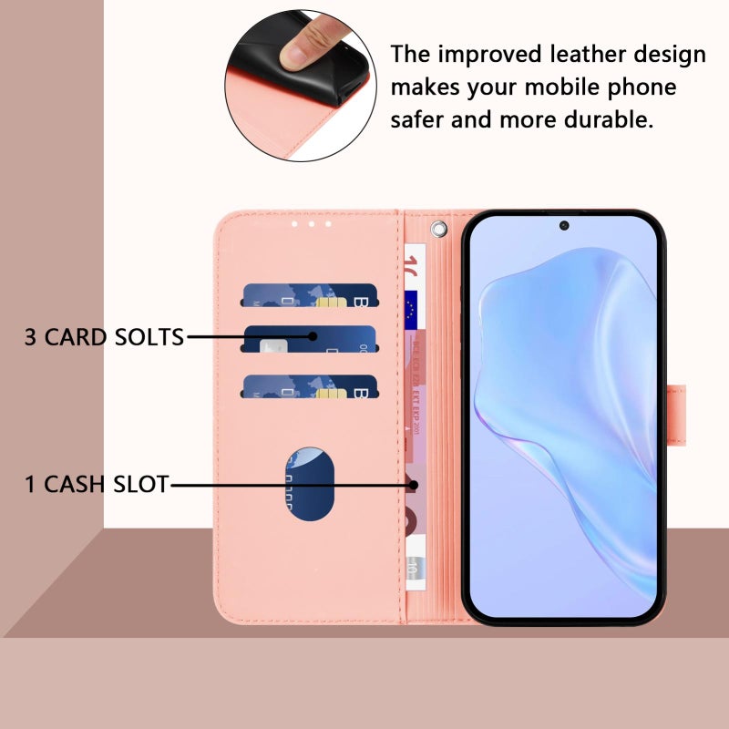 HuHa Case Cover For vivo V50 Lite 5G Skin Feel Solid Color Leather Phone Case with Lanyard(Pink) - Image 4