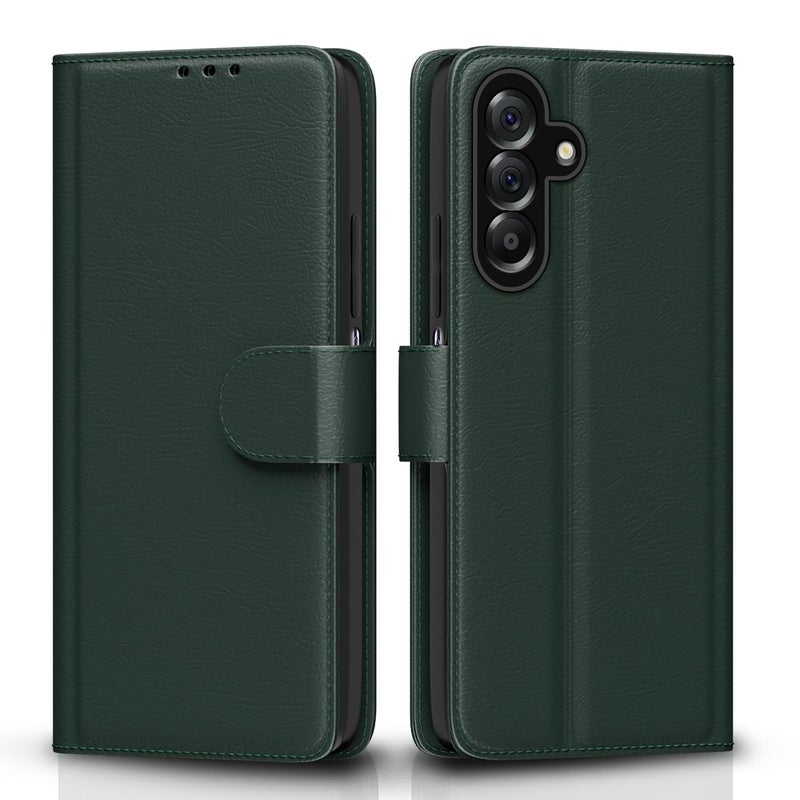 Pikkme Flip Cover for Samsung Galaxy M17 5G / A17 5G / F17 5G Leather Finish | Inside TPU with Card Pockets | Wallet Stand and Shock Proof | Complete Protection Flip Case(Green) - Image 1
