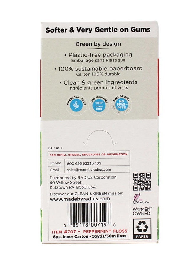 Radius Peppermint Dental Floss 55 Yards Vegan & Non-Toxic Oral Care Boost & Designed to Help Fight Plaque Clear - Pack of 4 - Image 3