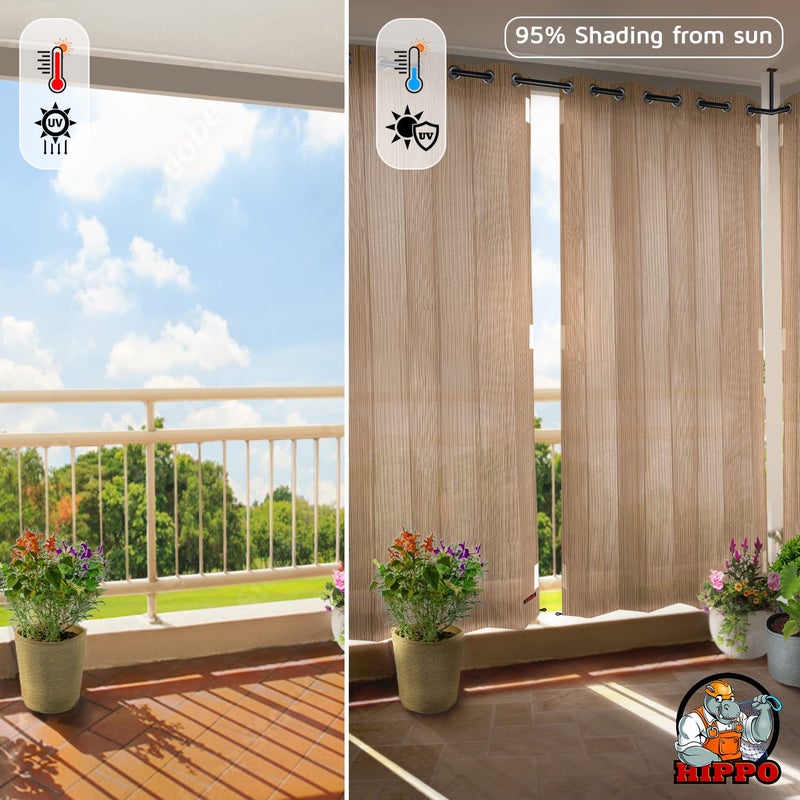 Hippo HIPPO 230 GSM Outdoor Sun Blocking Balcony EyeletGrommet Curtains Sun UV Protection Light Filtering 3FTX45FTWindow Curtain PersianBeige - Image 2