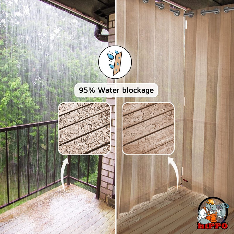 Hippo HIPPO 230 GSM Outdoor Sun Blocking Balcony EyeletGrommet Curtains Sun UV Protection Light Filtering 3FTX45FTWindow Curtain PersianBeige - Image 3