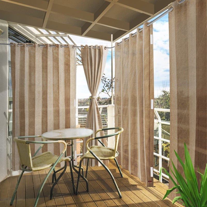 Hippo HIPPO 230 GSM Outdoor Sun Blocking Balcony EyeletGrommet Curtains Sun UV Protection Light Filtering 3FTX45FTWindow Curtain PersianBeige - Image 1
