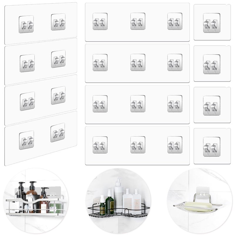 FGSAEOR 14 Pack Shower Caddy Adhesive Replacement  Strong Adhesive Hooks for Shower Caddy  Shower Shelf Adhesive No Drilling  for Bathroom Storage Shelves and Kitchen Racks & Soap Holder - Image 1