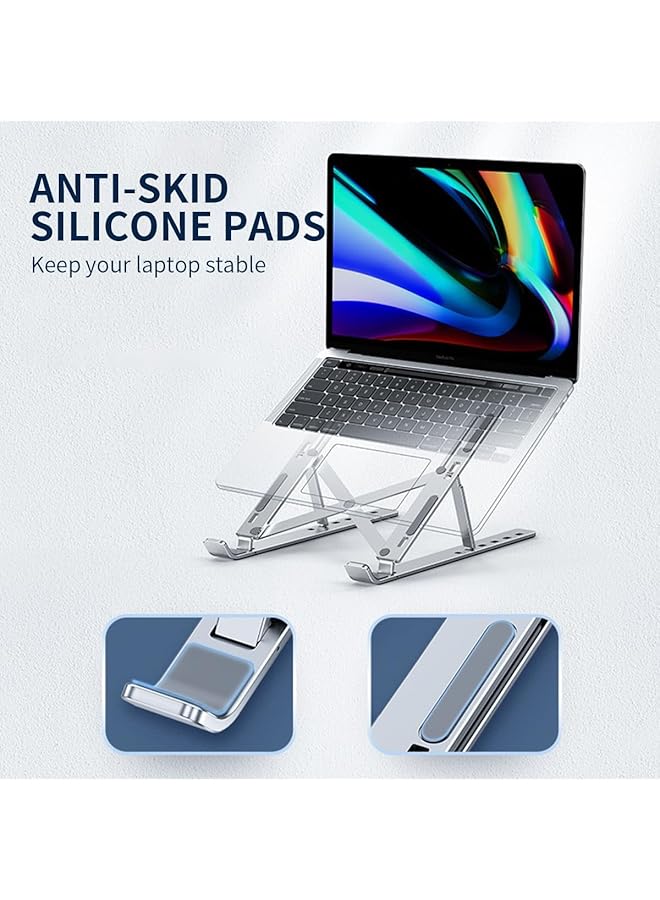 erorex Aluminum Laptop Stand For Desk 6 Angles Adjustable Laptop Riser Ergonomic Foldable Notebook Stand Compatible With Laptops And Ipad Up To 15 Inch  - Image 5