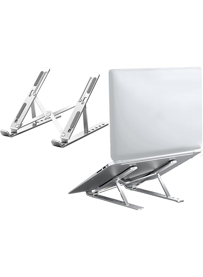 erorex Aluminum Laptop Stand For Desk 6 Angles Adjustable Laptop Riser Ergonomic Foldable Notebook Stand Compatible With Laptops And Ipad Up To 15 Inch  - Image 1