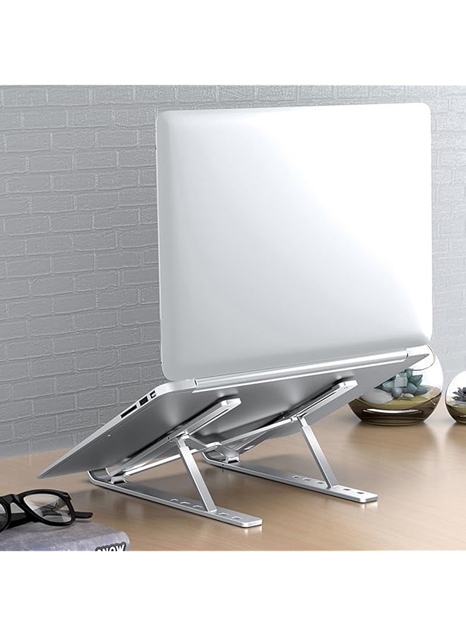 erorex Aluminum Laptop Stand For Desk 6 Angles Adjustable Laptop Riser Ergonomic Foldable Notebook Stand Compatible With Laptops And Ipad Up To 15 Inch  - Image 2