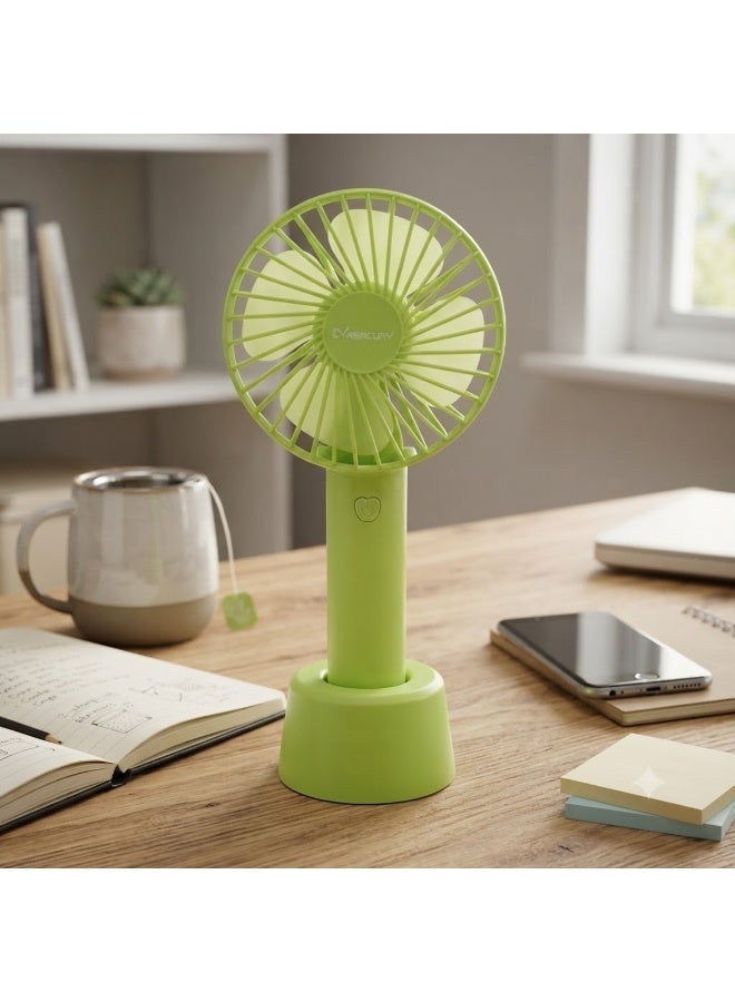 Mercury Rechargeable Handheld Fan with Charging Base, 3 Speed Portable Mini Desk Fan, Brushless Motor, USB Type-C Charging, 1200mAh Battery, Low Noise Personal Cooling Fan for Home Office Travel Camping Outdoor - Image 2
