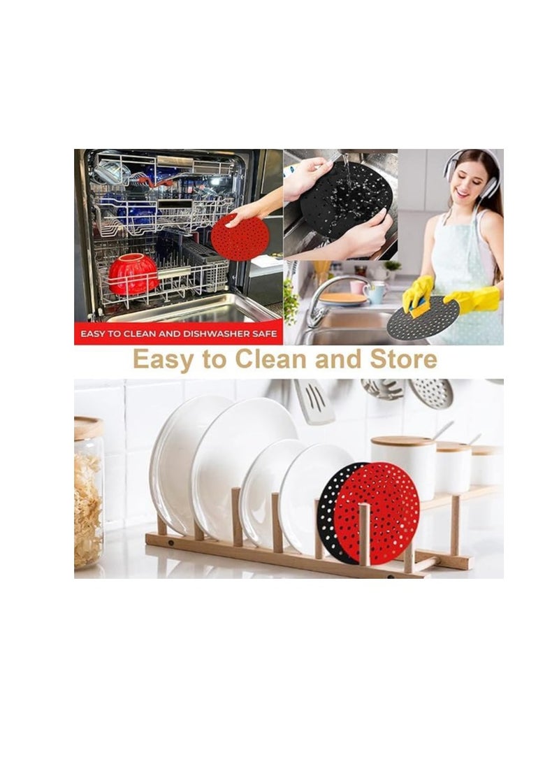 Durable Material Circular Air Fryer Basket Mat, Food Grade Universal Portable Silicone Pot Basket, Reusable No Stick Easy To Clean Pressure Cooker Pad for Home, BPA free - Image 2