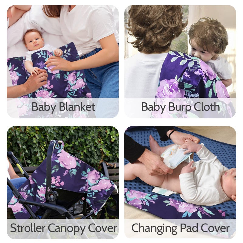 TANOFAR Car Seat Cover Baby, Carseat Covers Baby Boy Girl, Peekaboo Opening Infant Car Seat Cover for Winter, Warm & Cozy, Purple Floral - Image 3