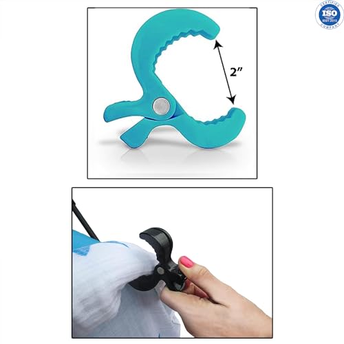 Safe-O-Kid® Stroller Seat Cover Clips, Pram Toy Holder, Buggy Accessory for Baby, Blue - Pack of 1 - Image 4