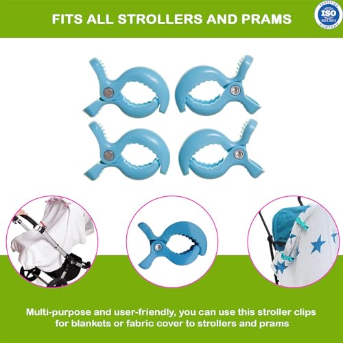 Safe-O-Kid® Stroller Seat Cover Clips, Pram Toy Holder, Buggy Accessory for Baby, Blue - Pack of 1 - Image 3