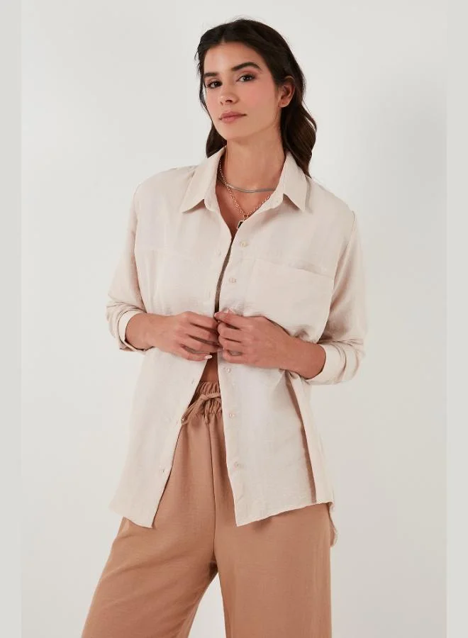 ليلا قميص نسائي بقصة مريحة بجيوب مفردة ليلى