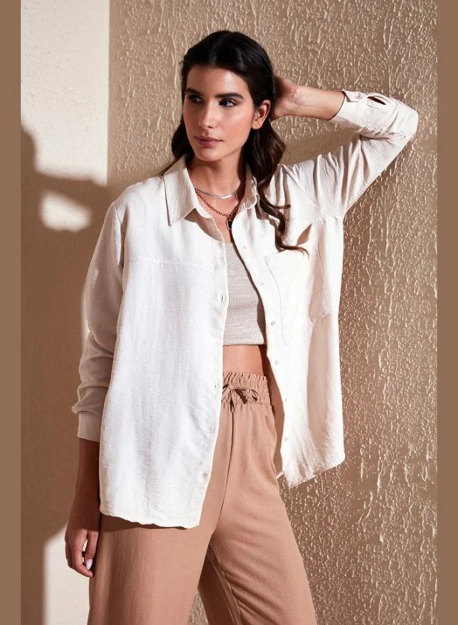 ليلا قميص نسائي بقصة مريحة بجيوب مفردة ليلى