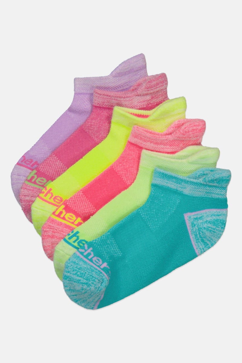 SKECHERS Kids Girl 6 Pairs Brand Logo Low Cut Socks, Multicolor - Image 1
