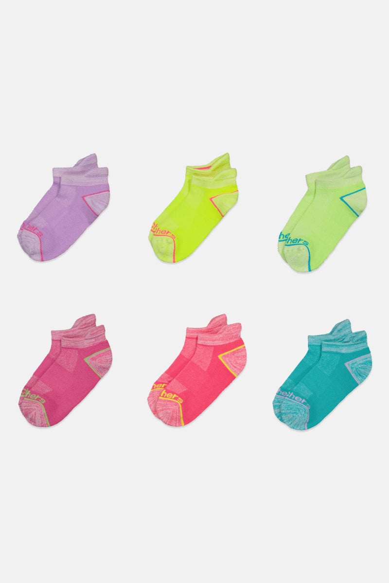 SKECHERS Kids Girl 6 Pairs Brand Logo Low Cut Socks, Multicolor - Image 3