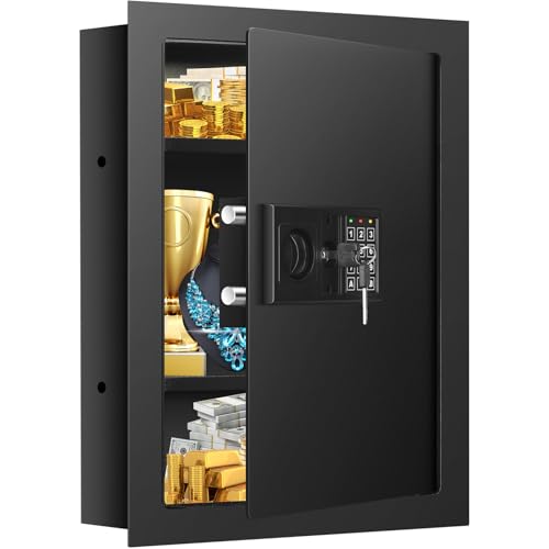 Tiskgg 25.6" Tall Fireproof Wall Safes Between the Studs 16" Centers, Heavy Duty Combination Lock in Wall Safe with 2 Removable Shelf, Hidden Safe for Money, Jewelry, Document, Passport - Image 1