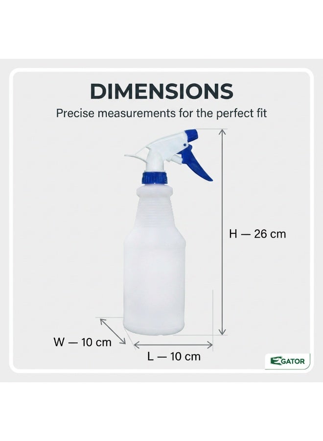 Gator Plastic Spray Bottle 600ml Blue | Color-Coded Trigger Sprayer | Adjustable Nozzle | Chemical Resistant | Professional Cleaning & Disinfection Bottle - Image 3