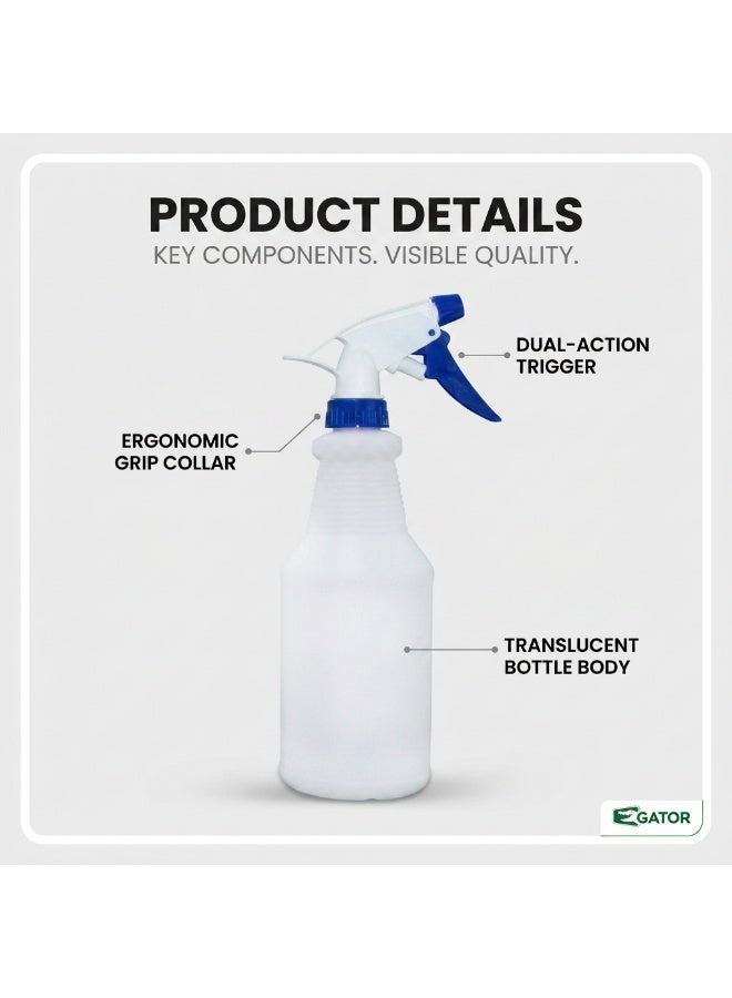 Gator Plastic Spray Bottle 600ml Blue | Color-Coded Trigger Sprayer | Adjustable Nozzle | Chemical Resistant | Professional Cleaning & Disinfection Bottle - Image 2