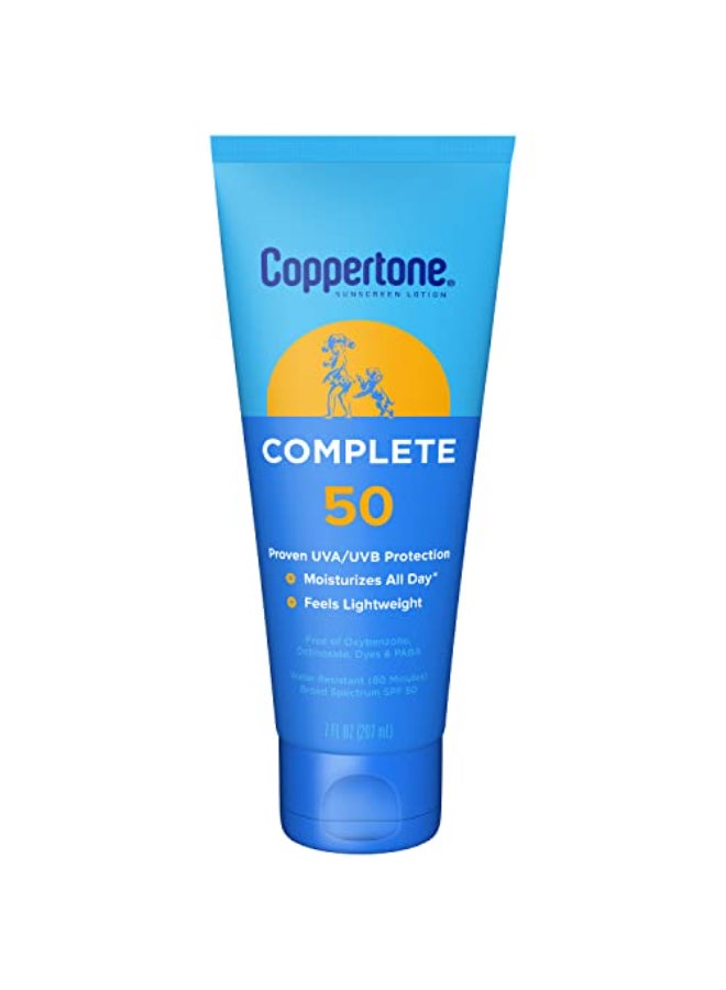 Coppertone Complete Sunscreen Lotion SPF 50 Face and Body Sunscreen Lightweight Water Resistant 7 Fl Oz - Image 1