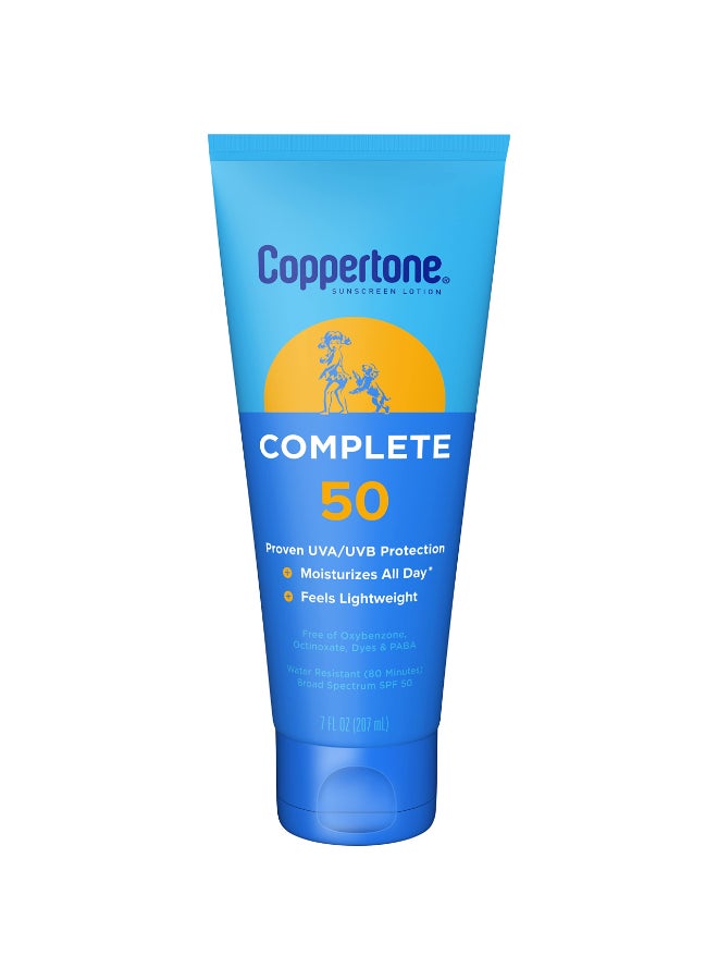 Coppertone Complete Sunscreen Lotion SPF 50 Face and Body Sunscreen Lightweight Water Resistant 7 Fl Oz - Image 3