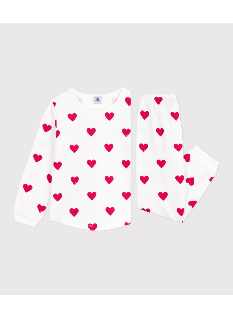 Petit Bateau Children's pyjamas in heart-printed fleece - Image 2