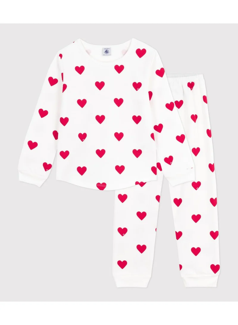 Petit Bateau Children's pyjamas in heart-printed fleece