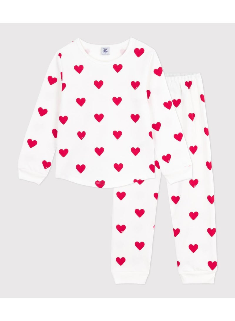 Petit Bateau Children's pyjamas in heart-printed fleece - Image 1